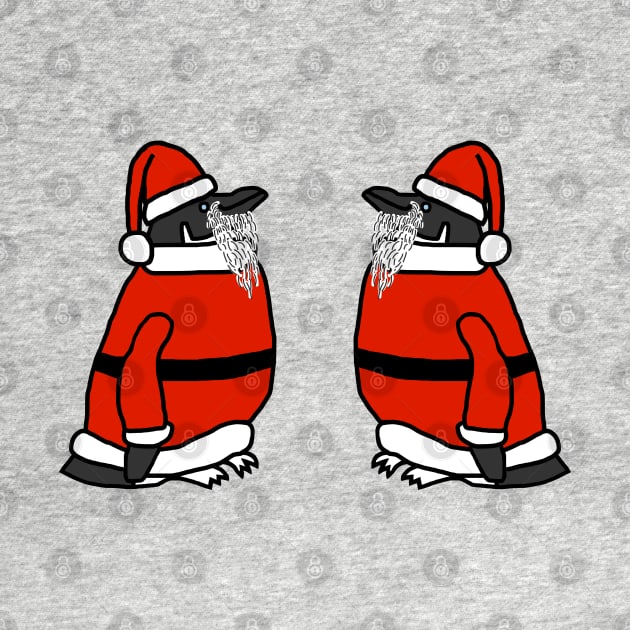 Two Cute Christmas Penguins Dressed as Santa by ellenhenryart